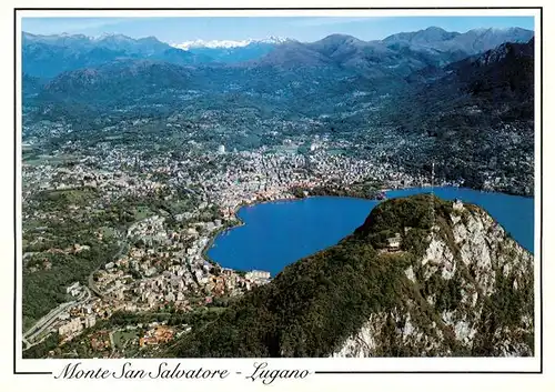 AK / Ansichtskarte  LUGANO_Lago_di_Lugano_TI Fliegeraufnahme mit Monte San Salvatore