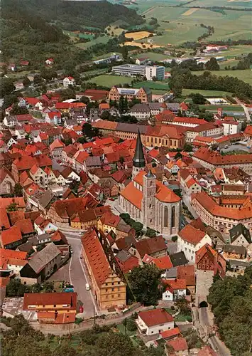 AK / Ansichtskarte  Muennerstadt Fliegeraufnahme mit Stadtpfarrkirche St Maria Magdalena