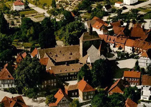 AK / Ansichtskarte 73957369 Fischbeck_Weser_Hessisch_Oldendorf Fliegeraufnahme mit Stiftskirche