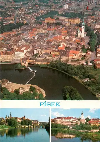 AK / Ansichtskarte 73957392 Pisek_CZ Fliegeraufnahme Most ze 13 stoleti Pisecke hradby