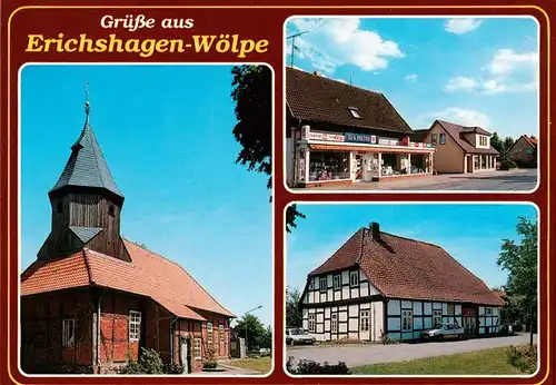 AK / Ansichtskarte 73957407 Erichshagen Kirche Geschaefte Fachwerkhaus