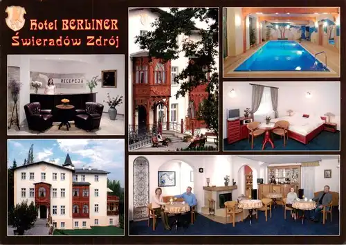 AK / Ansichtskarte  Swieradow_Zdroj_Bad_Flinsberg_PL Hotel Berliner Rezeption Gastraum Zimmer Hallenbad