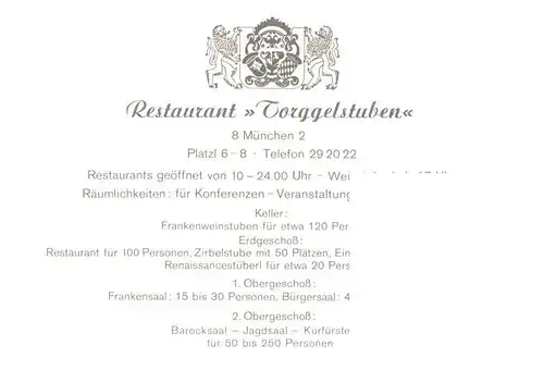 AK / Ansichtskarte  Muenchen Restaurant Torggelstuben Gastraeume