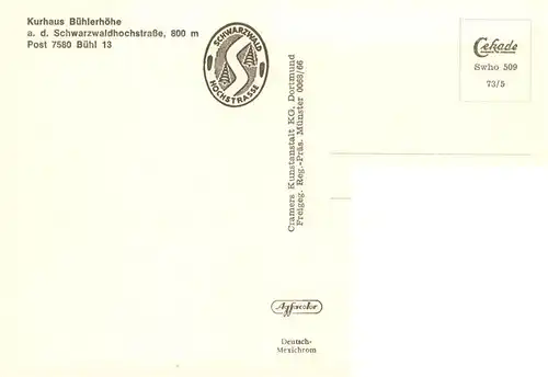 AK / Ansichtskarte  Buehl_Baden Kurhaus Buehlerhoehe Fliegeraufnahme