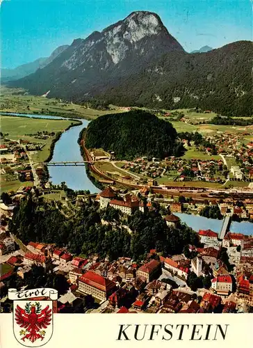 AK / Ansichtskarte  Kufstein_Tirol_AT Fliegeraufnahme Historische Festung Heimatmuseum Heideorgel mit Pendling