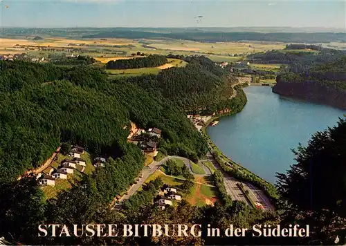 AK / Ansichtskarte 73957487 Biersdorf_See_Eifelkreis Fliegeraufnahme mit Stausee Bitburg