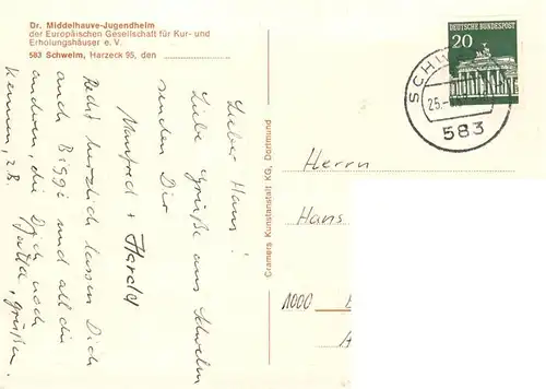 AK / Ansichtskarte  Schwelm_NRW Dr Middelhauve Jugendheim Speisesaal Sporthalle
