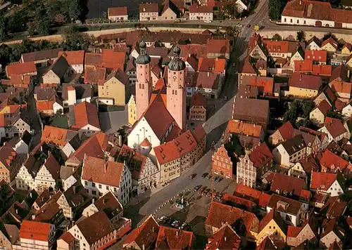 AK / Ansichtskarte  Wemding_Bayern Fliegeraufnahme mit Kirche und Marktplatz