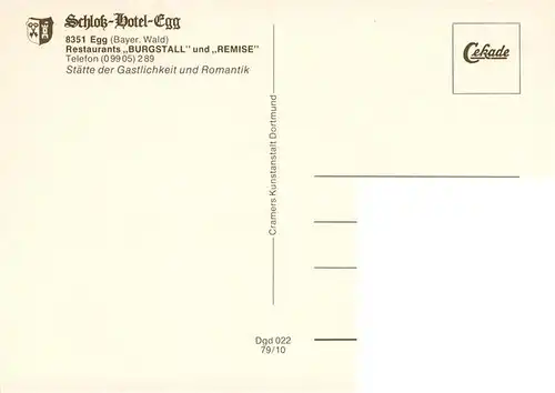 AK / Ansichtskarte 73957602 Egg_Allgaeu_Bayern Schloss-Hotel Egg Restaurants Burgstall und Remise