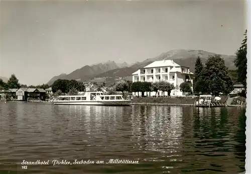 AK / Ansichtskarte  Seeboden_Millstaettersee_Kaernten_AT Strandhotel Pichler Fahrgastschiff Ansicht vom See aus