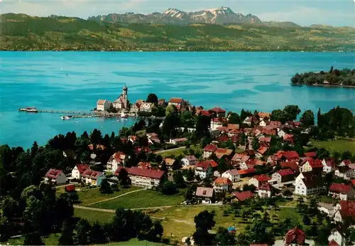 AK / Ansichtskarte  Wasserburg_Bodensee Panorama mit Halbinsel Alpenblick