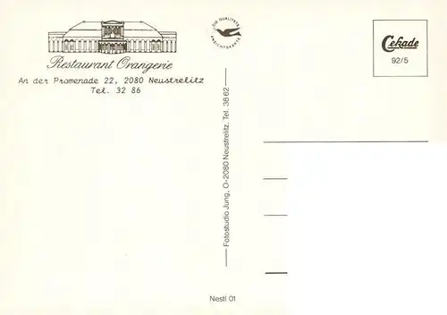 AK / Ansichtskarte  Neustrelitz Restaurant Orangerie