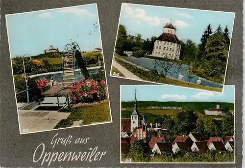 AK / Ansichtskarte  Oppenweiler Freibad Schloss Sturmfeder Rathaus Burg Reichenberg