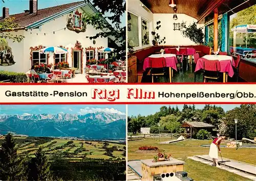 AK / Ansichtskarte 73957927 Hohenpeissenberg Gaststaette Pension Rigi Alm Gaststube Panorama Minigolfplatz