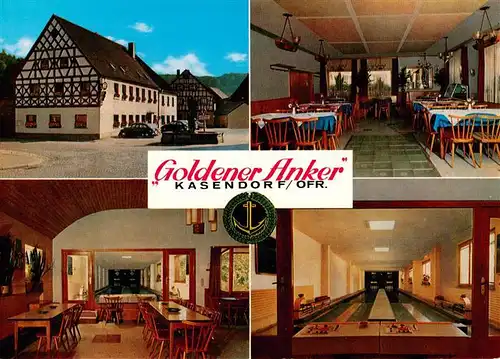 AK / Ansichtskarte 73957928 Kasendorf_Oberfranken Gasthof Goldener Anker Gastraum Kegelbahn