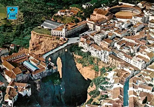 AK / Ansichtskarte 73957941 Ronda_Andalucia_Malaga_ES Vista aerea puente y Plaza de toros