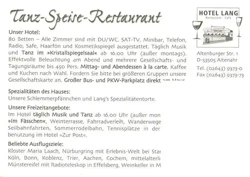 AK / Ansichtskarte 73957949 Altenahr Hotel Lang Restaurant Cafe Gastraeume Kristallspiegelsaal