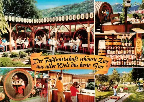 AK / Ansichtskarte 73957962 Riedenburg_Altmuehltal Fasslwirtschaft Gastraeume Fass Schiesstand Minigolf