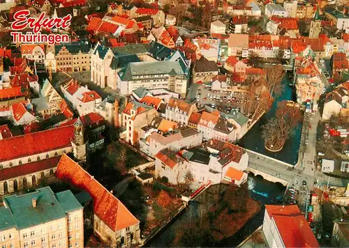 AK / Ansichtskarte  Erfurt Rathaus Predigerkirche Neue Muehle Junkersand Kraemerbruecke Fliegeraufnahme