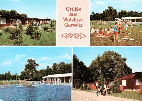 AK / Ansichtskarte 73957987 Matzlow-Garwitz Kinderferienlager der Akademie der Wissenchaften der DDR Bungalows Liegewiese Schwimmbad