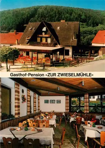 AK / Ansichtskarte 73958000 Zwiesel__Niederbayern Gasthof Pension Zur Zwieselmuehle Gastraum