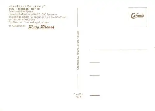 AK / Ansichtskarte  Darfeld_Rosendahl_NRW Gasthaus Feldkamp Gastraeume