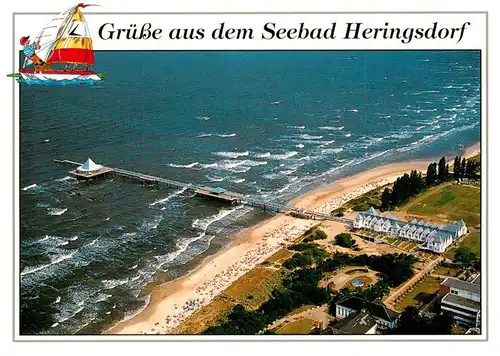 AK / Ansichtskarte  Heringsdorf__Ostseebad_Usedom Fliegeraufnahme mit Seebruecke