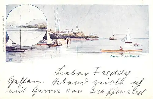 AK / Ansichtskarte  Evian-les-Bains_74 Panorama Lac Léman Kuenstlerkarte