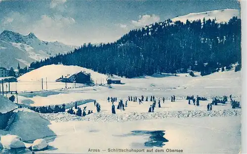 AK / Ansichtskarte  Arosa_GR Eislaufbahn Schlittschuhsport auf dem Obersee Winterpanorama