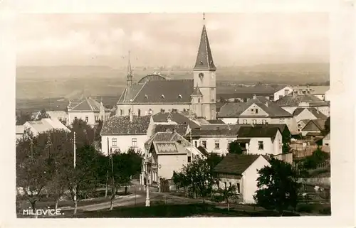 AK / Ansichtskarte  Milovice_Milowitz_CZ Ansicht mit Kirche