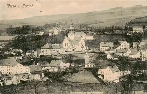 AK / Ansichtskarte  Wiesa_Erzgebirge_Sachsen Ortsansicht mit Kirche Feldspost