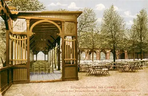 AK / Ansichtskarte  Coswig_Sachsen Spitzgrundmuehle Hotel und Sommerfrische Gartenrestaurant Feldpost