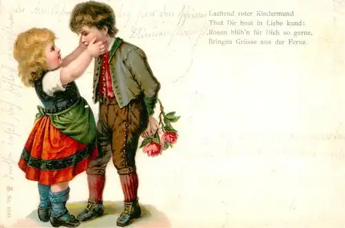 AK / Ansichtskarte  Kinder_Child_Enfants Junge Maedchen Litho 