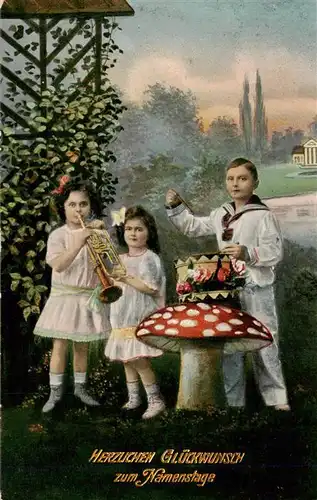 AK / Ansichtskarte  Pilze_Champignons_Mushrooms_Setas Namenstage Kinder 