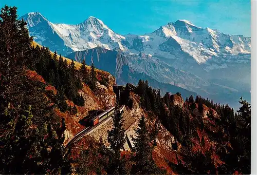 AK / Ansichtskarte  Zahnradbahn_Rack_Railway-- Berner Oberland Schynige Platte Bahn Eiger Moench Jungfrau