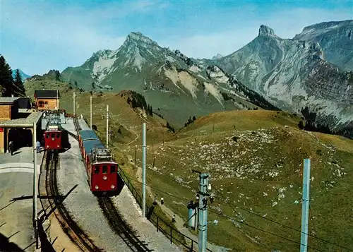 AK / Ansichtskarte  Zahnradbahn_Rack_Railway-- Schynige Platte Bahn Bergstation Berner Oberland