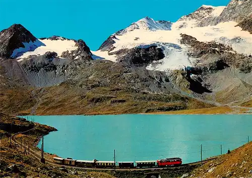 AK / Ansichtskarte  Eisenbahn_Railway_Chemin_de_Fer Rhaetische Bahn Lago Bianco Berninapass