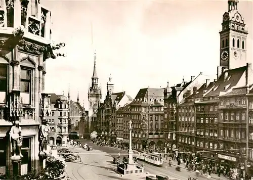 AK / Ansichtskarte  Strassenbahn_Tramway-- Muenchen Marinplatz