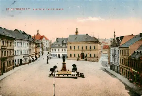 AK / Ansichtskarte 73958493 Reichenbach__Vogtland Marktplatz mit Rathaus Denkmal