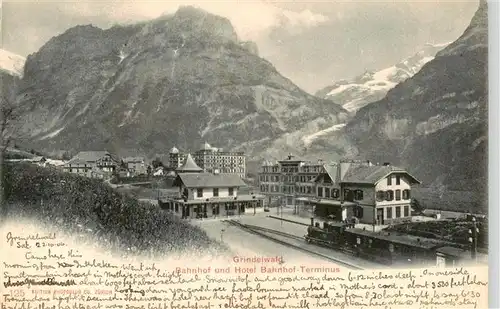 AK / Ansichtskarte  Grindelwald_BE Bahnhof und Hotel Bahnhof-Terminus Alpen
