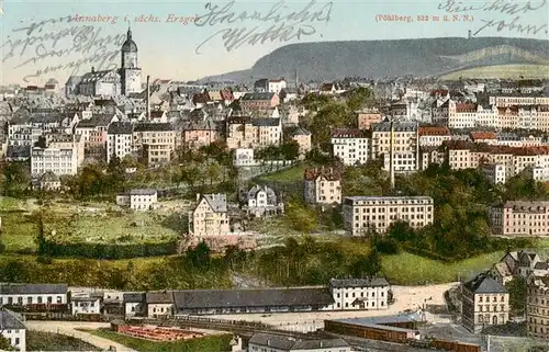 AK / Ansichtskarte 73958526 Annaberg_-Buchholz_Erzgebirge Stadtansicht mit Kirche Blick gegen Poehlberg