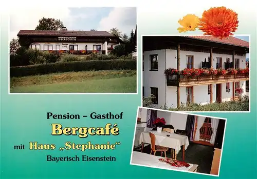 AK / Ansichtskarte 73958592 Bayerisch_Eisenstein Pension Bergcafe mit Haus Stephanie Gaststube