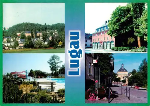 AK / Ansichtskarte  Lugau_Erzgebirge Bergbaulandschaft Stadtbad Feuerwache Rathaus