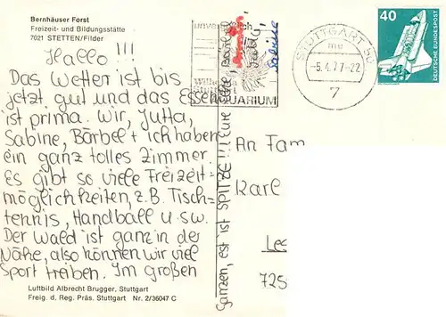 AK / Ansichtskarte 73958777 Stetten_Leinfelden-Echterdingen Bernhaeuser Forst Freizeit und Bildungsstaette Fliegeraufnahme