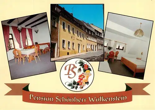 AK / Ansichtskarte  Wolkenstein__Erzgebirge Pension Schoenherr Gaststube Zimmer