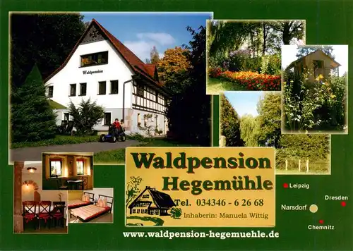 AK / Ansichtskarte 73958796 Narsdorf Waldpension Hegemuehle Gastraum Zimmer Park