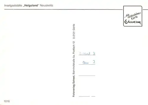 AK / Ansichtskarte  Neustrelitz Inselgaststaette Helgoland