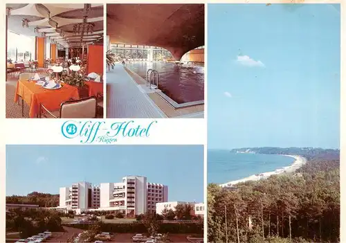 AK / Ansichtskarte  RueGEN_INSEL Cliff Hotel Hotelrestaurant Seeterrassen Schwimmhalle Hotelansicht Hotelblick