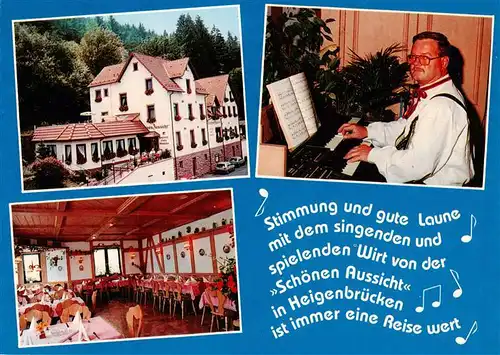 AK / Ansichtskarte 73958812 Heigenbruecken Gasthof Cafe Zur schoenen Aussicht Gastraum Singender Wirt