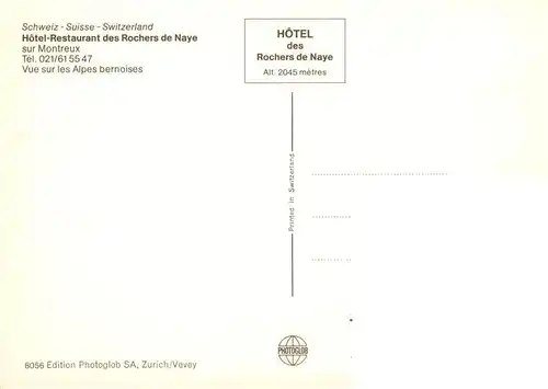 AK / Ansichtskarte  Montreux__VD Hotel Restaurant des Rochers de Naye